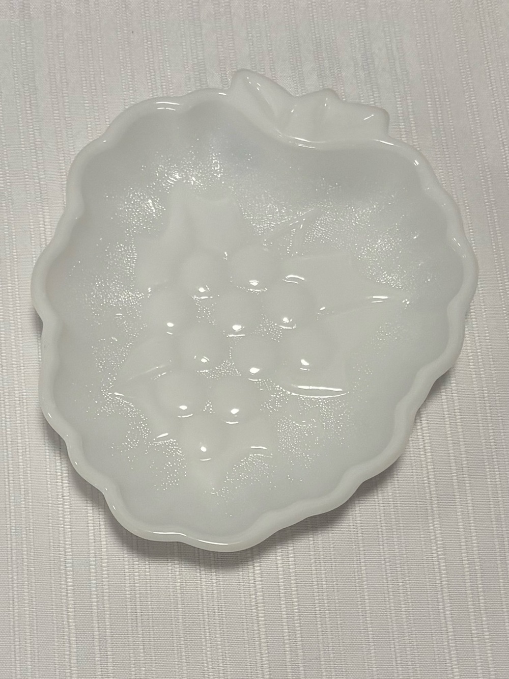 Milk Glass Grape Pattern Trinket Dish